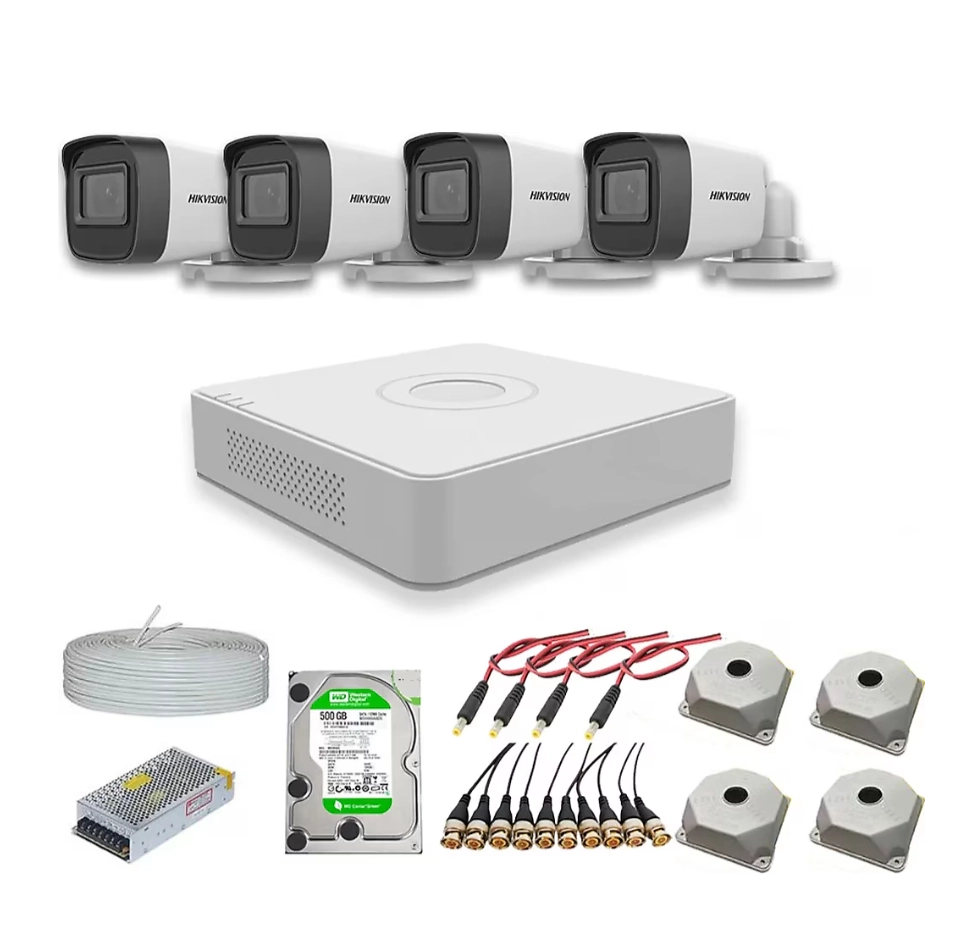 Hikvision 2mp 4 kameralı Dış ortam AHD HD-TVI Full Kamera Seti 500GB Disk